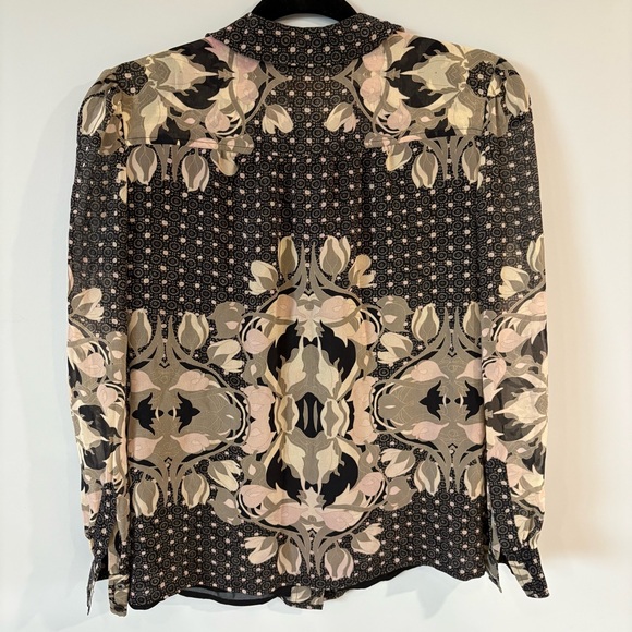 TORY BURCH SILK Blouse Floral Patterned Designer Button-Up Blouse - Picture 7 of 8